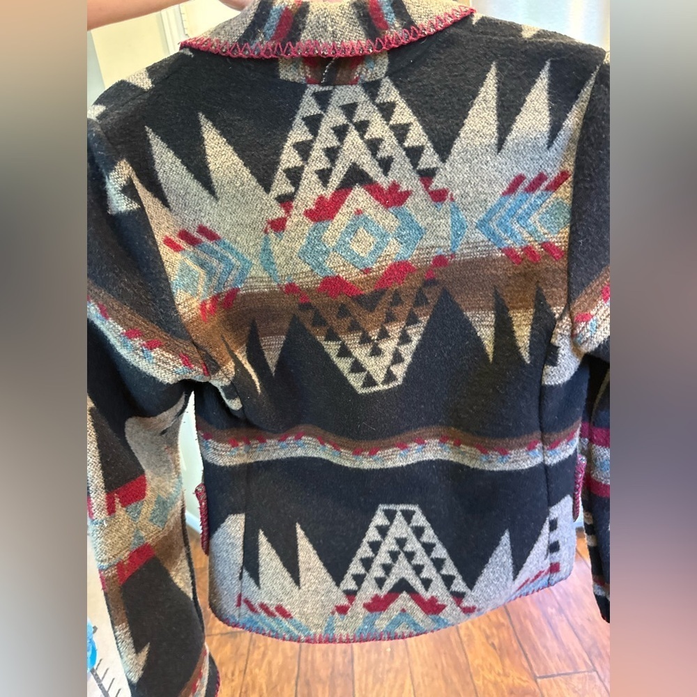 Vintage Rhonda Stark Southwestern Wool Blend Jacket Boho Western Aztec Blazer - Picture 10 of 16